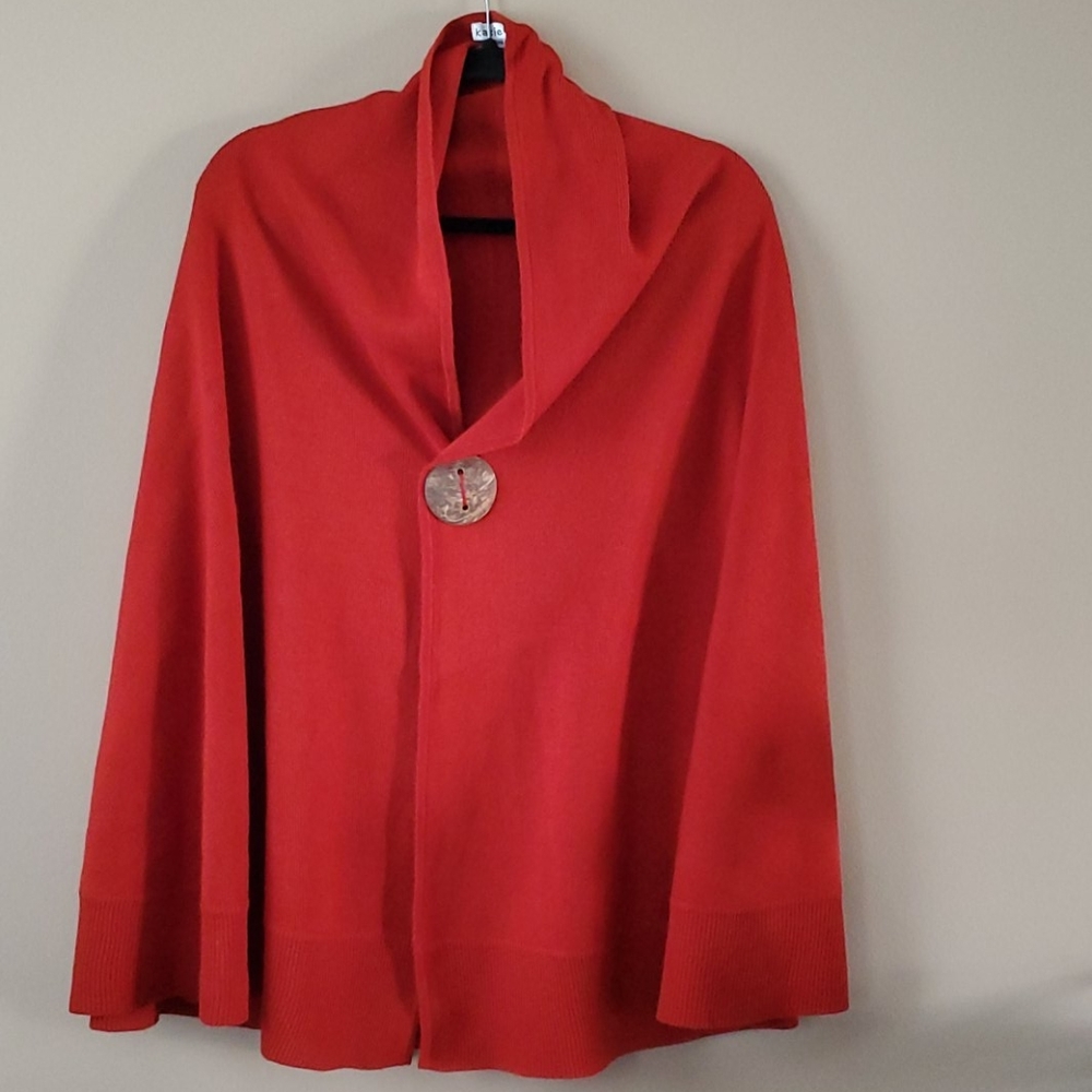 Katie Todd Rust Orange One Button Cape Poncho